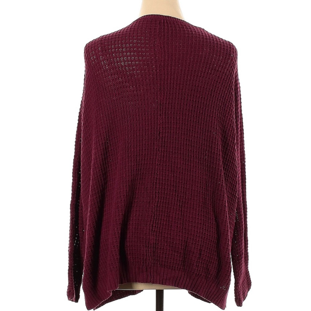 Aeropostale Oversized Open Front Burgundy Waffle Knit Cardigan Sweater | Size: M - Picture 5 of 12
